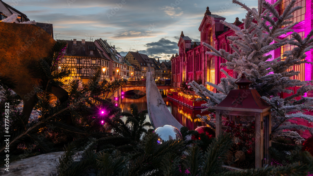 Christmas decoration in Colmar in france on December 22th 2021
