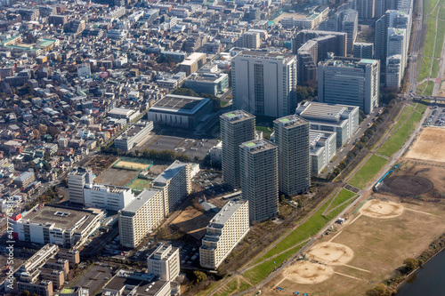 東京都大田区のキヤノン本社付近を空撮