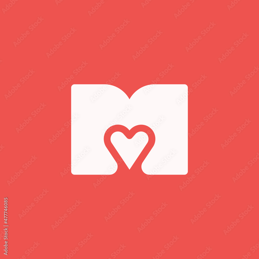 Letter M with Heart Shape Logo