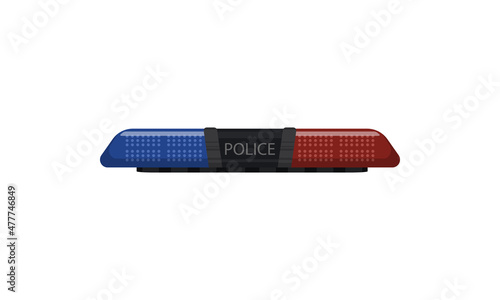 Siren. Police officer flasher or ambulance flasher. Siren police light vector. Light bulbs are blue and red.