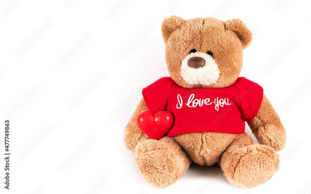Teddy bear with heart on white background. Teddy bear with heart on white background.