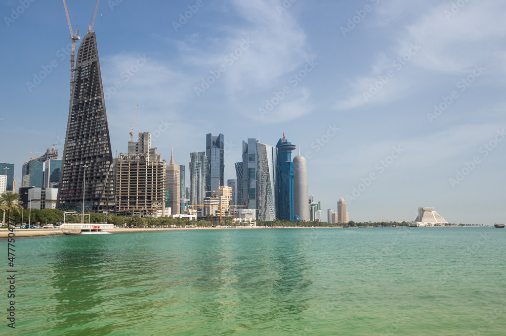 Fototapeta premium The Doha Corniche in the capital city of Qatar, Doha