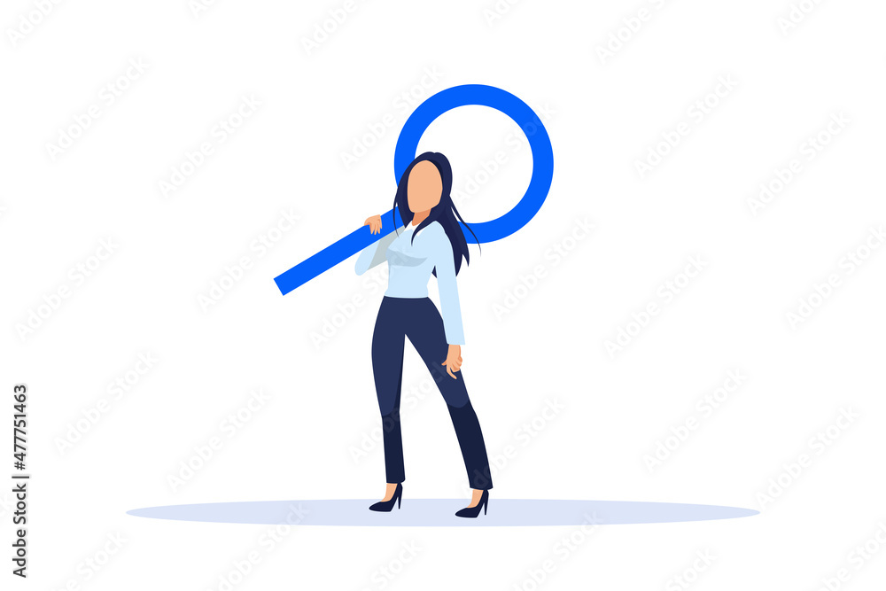 Vector of a young businesswoman with magnifying glass Vector of a young businesswoman with magnifying glass