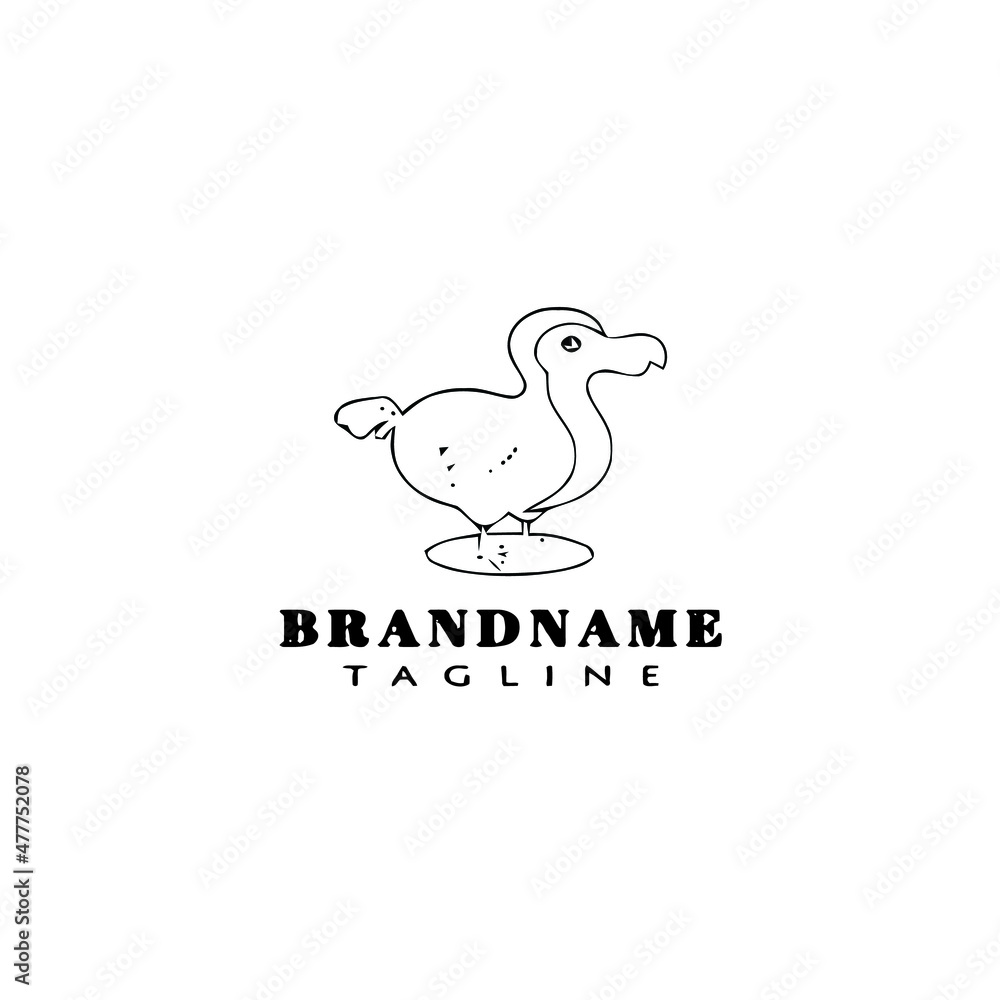 dodo bird cartoon logo template icon design black isolated vector illustration dodo bird cartoon logo template icon design black isolated vector illustration