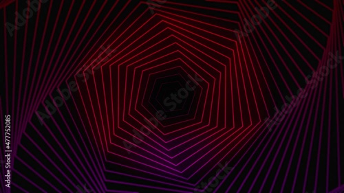Futuristic surface concept with hexagons. Trendy sci-fi technology background with hexagonal pattern. Spiral animation .3D rendering. 4K