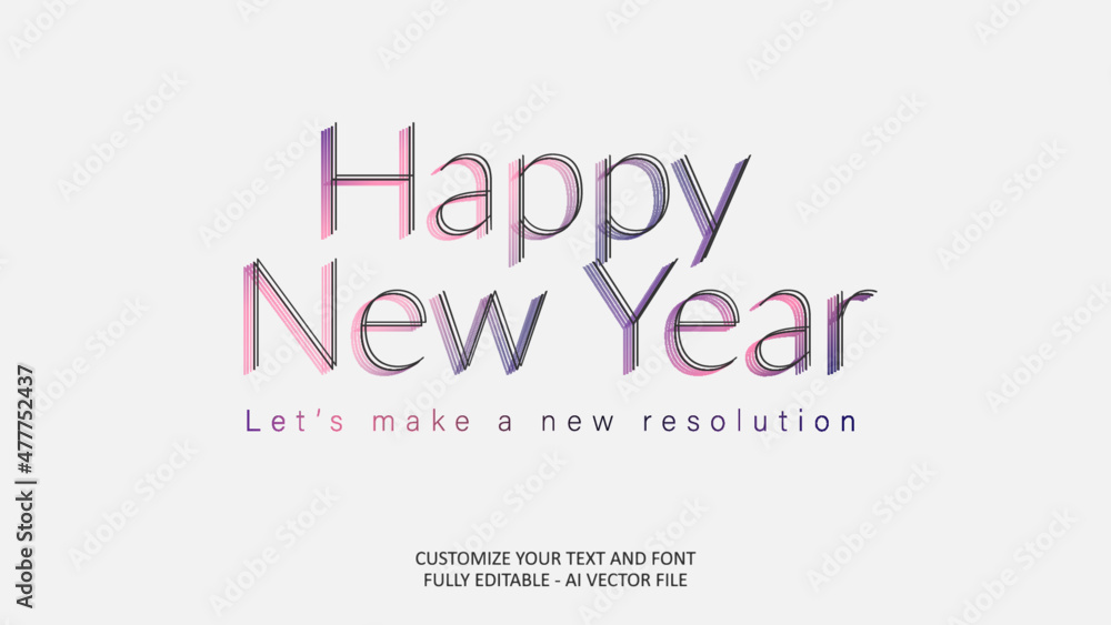 Card of happy new year resolutions note editable text effect gradient vector 