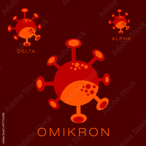Omikron variation Covid 19 Corona Virus variant PANDEMIC 3D Illustration Omicron