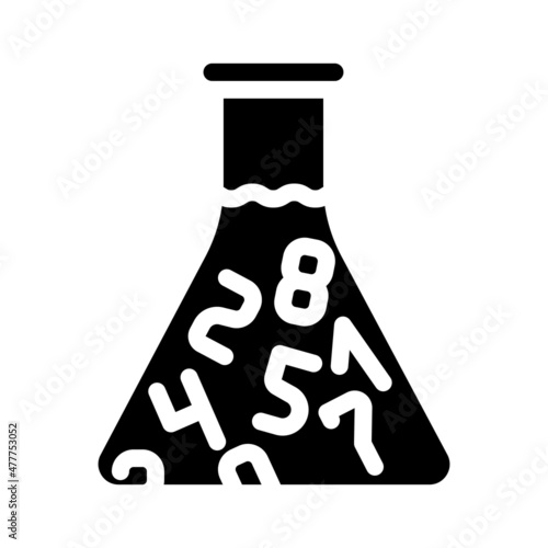 flask with numbers glyph icon vector. flask with numbers sign. isolated contour symbol black illustration photo