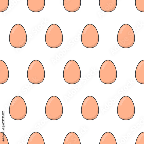 Eggs Seamless Pattern On A White Background. Chicken Boiled Eggs Icon Theme Vector Illustration
