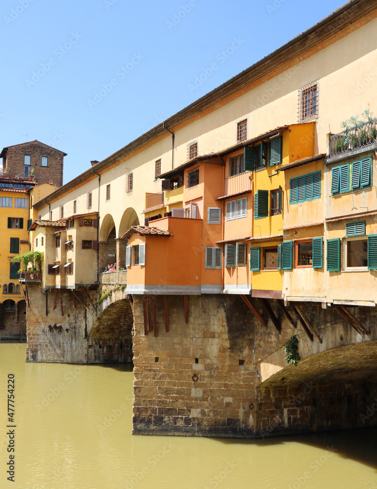The colorful bridge Ponte Vecchio in Florence Italy.