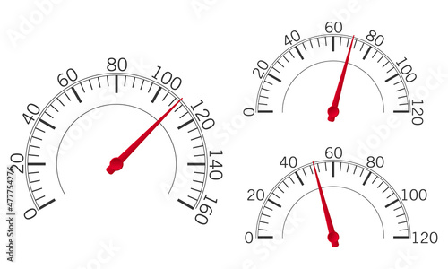 Vector illustration of speedometer gauge. Suitable for design element of speed meter, level measurement tool, and vehicle dashboard information instrument.