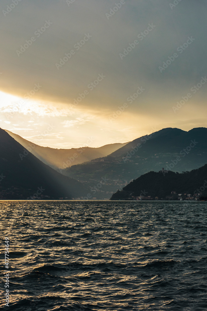 sunset over the lake