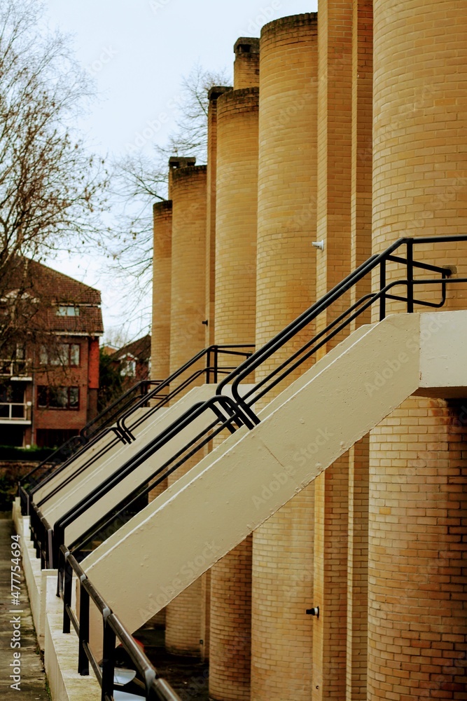 Stockfoto med beskrivningen 1960s Brick Built British Apartemnt