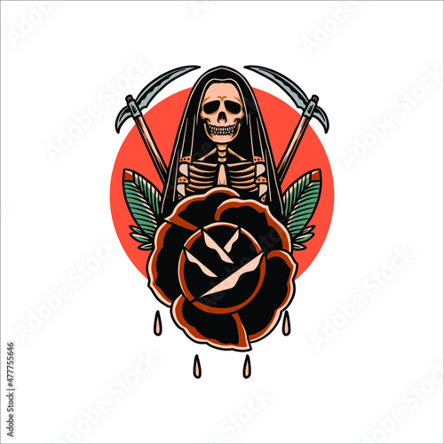 grim reaper tattoo vector design