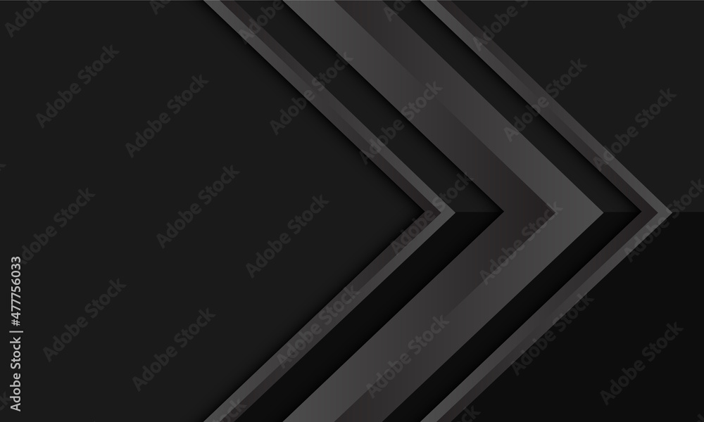 Abstract grey metallic arrow direction on black with blank space design modern futuristic background vector Abstract grey metallic arrow direction on black with blank space design modern futuristic background vector