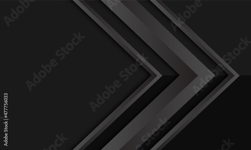 Abstract grey metallic arrow direction on black with blank space design modern futuristic background vector