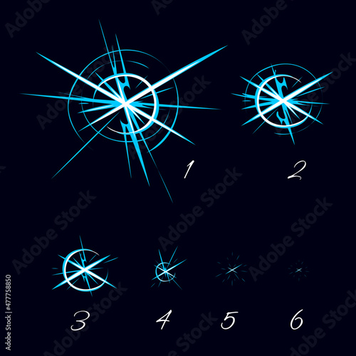 Shining star. Glow storyboard. Magic light. A sprite sheet