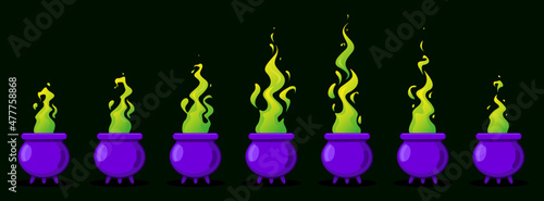 The witch's cauldron. Potion. Storyboard for creating animation