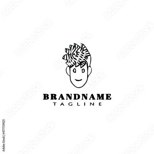 dreads logo cartoon template icon design black isolated vector illustration