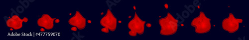 A sprite sheet of an immobile fire bubble, red liquid, bloodstains, or a magic ball. Looped animation for game or cartoon