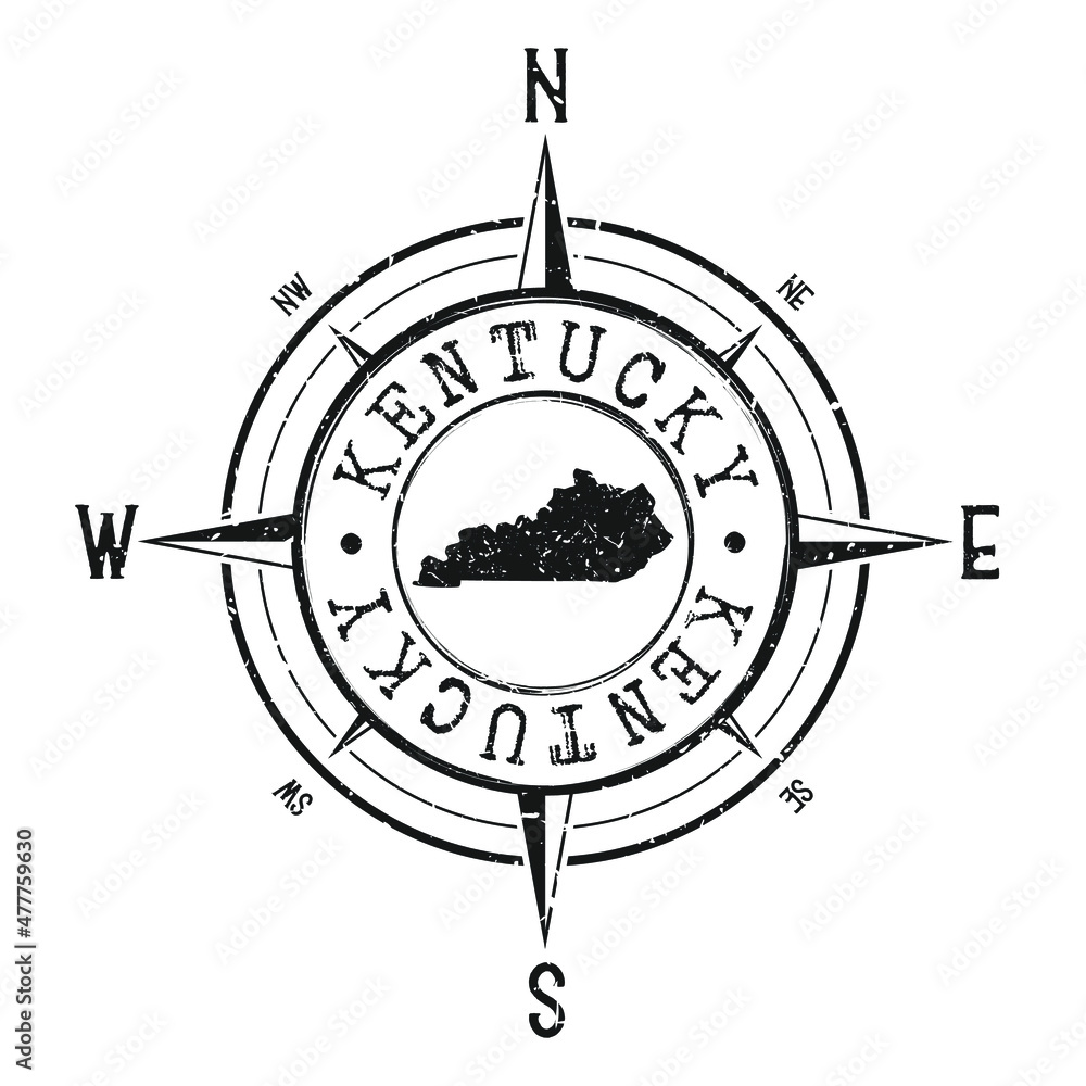 Kentucky USA Stamp Map Compass Adventure Illustration Travel Country kentucky-usa-stamp-map-compass-adventure-illustration-travel-country