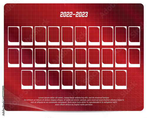 Photo frame mosaic collage  template futuristic on abstract textured red background