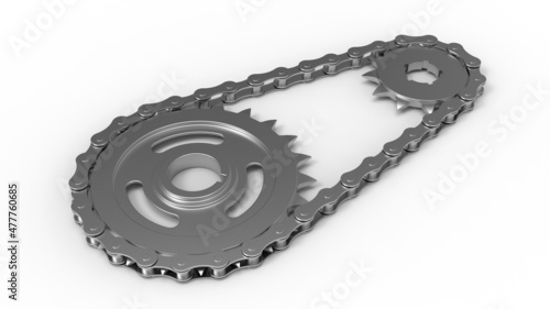 3D rendering - Chain and gears assembly