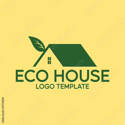 eco house logo template with simple silhouette style