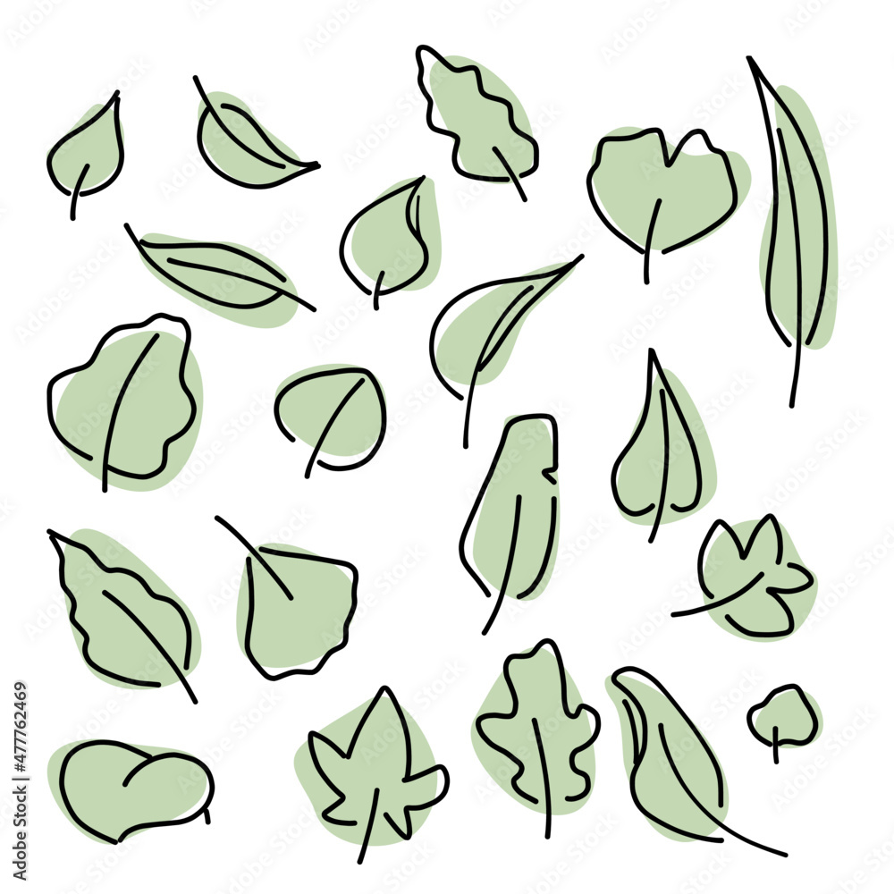 dibujos simples de hojas con manchas verdes vector de Stock | Adobe Stock
