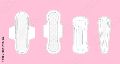 Obraz na płótnie Set of various sanitary napkins. Illustration for feminine hygiene, medicine, menstruation. Pads for a woman.Vector w salonie