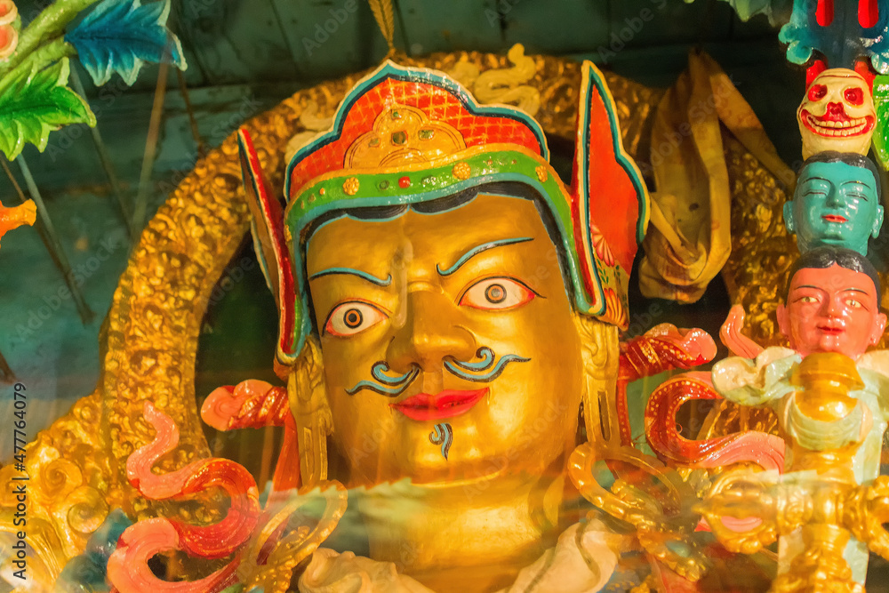 Face of Goutama Buddha, Buddhist religious symbol, Sikkim Monastery - Sikkim , India