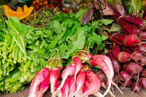 Fresh green vegetables , radish green , agricultural products of Sikkim , India