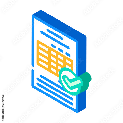 tables or audit compliance isometric icon vector. tables or audit compliance sign. isolated symbol illustration