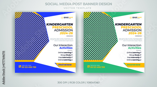 Education School Admission Banner Social Media Post Design Template Bundle