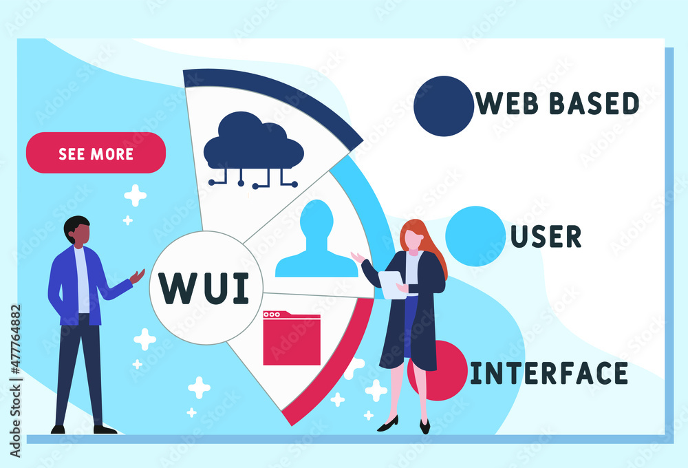 WUI - Web Based User Interface acronym. business concept background. vector illustration concept with keywords and icons. lettering illustration with icons for web banner, flyer, landing pag WUI - Web Based User Interface acronym. business concept background. vector illustration concept with keywords and icons. lettering illustration with icons for web banner, flyer, landing pag