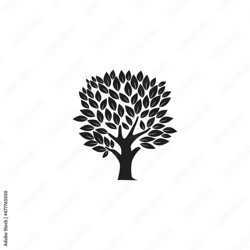 olive tree vector silhouette, with leaves, branches, and roots. olive tree vector silhouette, with leaves, branches, and roots.