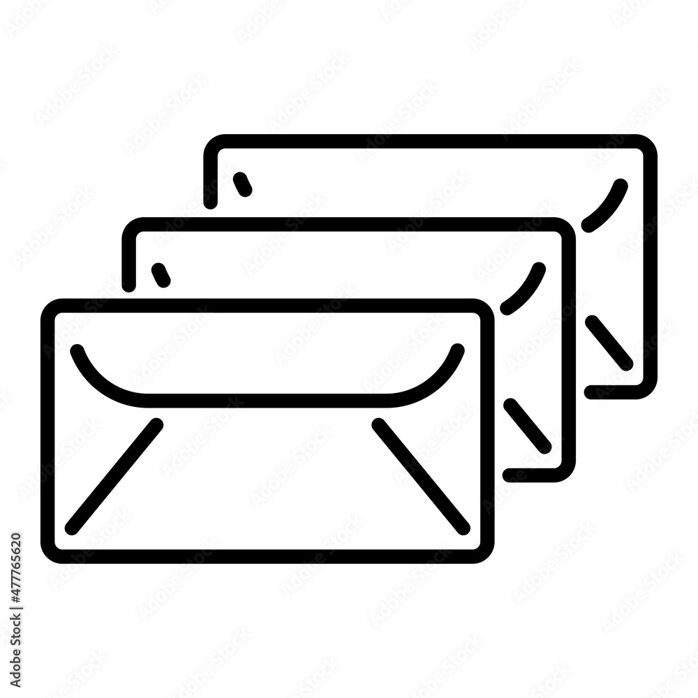 3 envelopes icon on white background, vector illustration. 3 envelopes icon on white background, vector illustration.