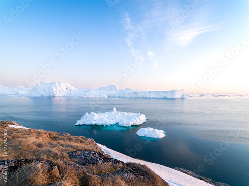 Icebergs on arctic ocean, Greenland