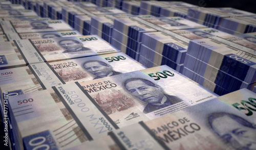 Mexico Pesos money banknotes pack 3d illustration