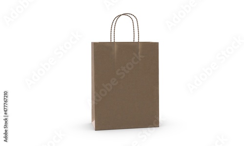 3D illustration of a shopping paper bag isolated on white.