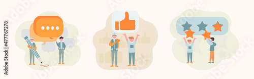 feedback illustration set, comment, support, give stars