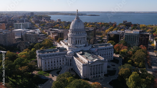Wisconsin State Capitol Building (Downtown Madison, WI) Aerial Drone Photography