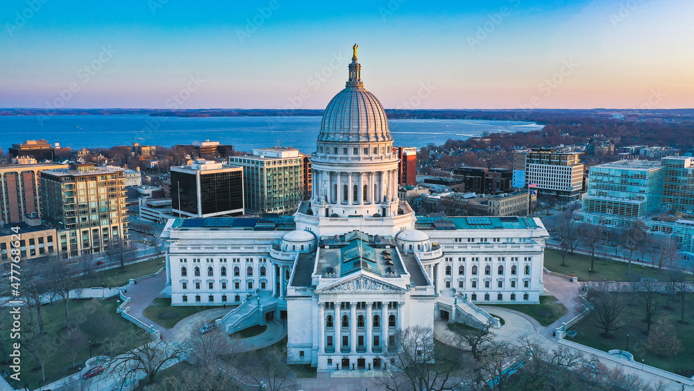 Wisconsin State Capitol Building (Downtown Madison, WI) Aerial Drone Photography