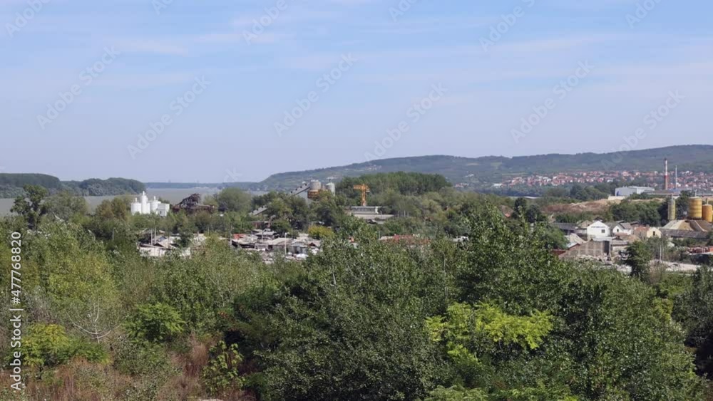 Pancevo Bridge Over Danube River and East Belgrade Surroundings at Summer Day Pancevo Bridge Over Danube River and East Belgrade Surroundings at Summer Day