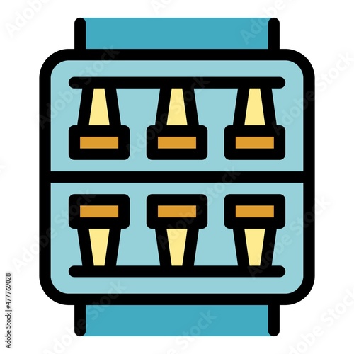 Electric switchboard icon. Outline electric switchboard vector icon color flat isolated