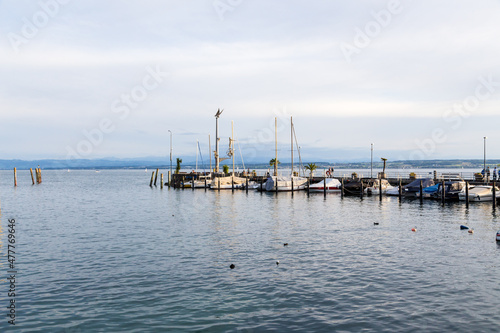 Meersburg, Germany. "Island of spiritlessness" with a "magic" column and a pier with boat docks © Valery Rokhin