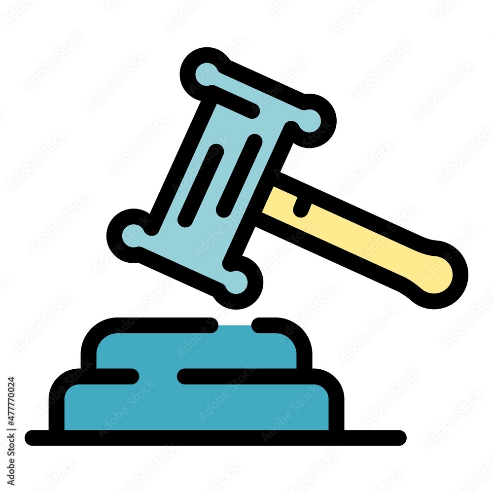 Law hammer icon. Outline law hammer vector icon color flat isolated Law hammer icon. Outline law hammer vector icon color flat isolated