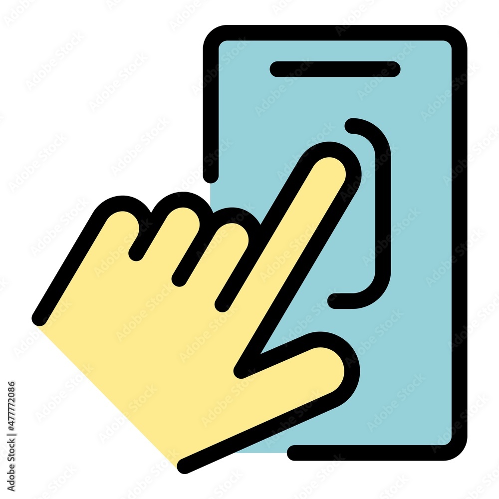 News feed in smartphone icon. Outline news feed in smartphone vector icon color flat isolated News feed in smartphone icon. Outline news feed in smartphone vector icon color flat isolated