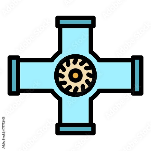 Builder cross pipe icon. Outline builder cross pipe vector icon color flat isolated