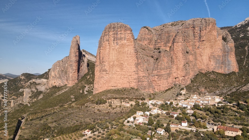 The Mallos de Riglos are a set of conglomerate rock formations in Spain.